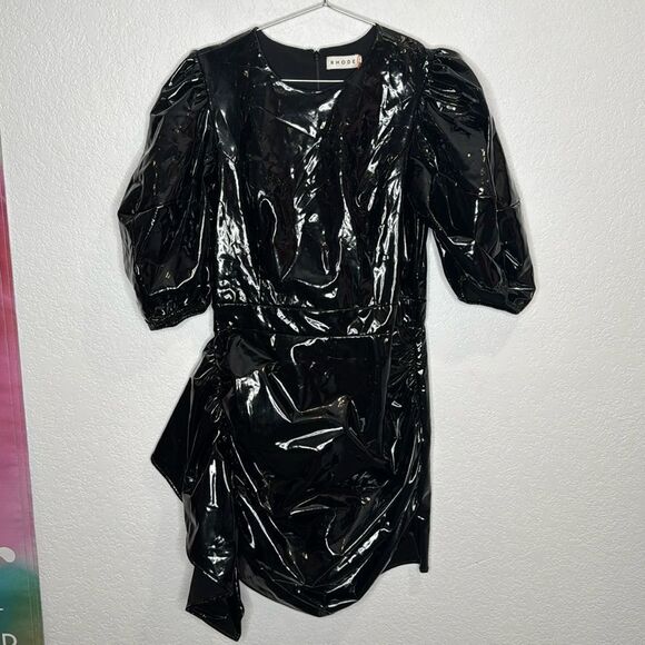 NWT RHODE PIA Mini Dress Patent Black Size 8 - Picture 2 of 16